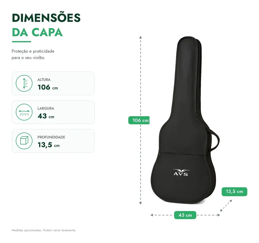 Capa AVS Folk para violão preta com alça dupla — foto 2 de 3