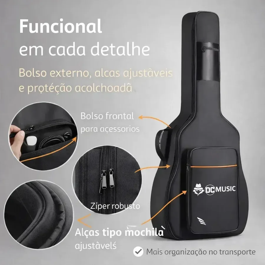 Capa Don Caprini DC Music acolchoada para violão — foto 2 de 3