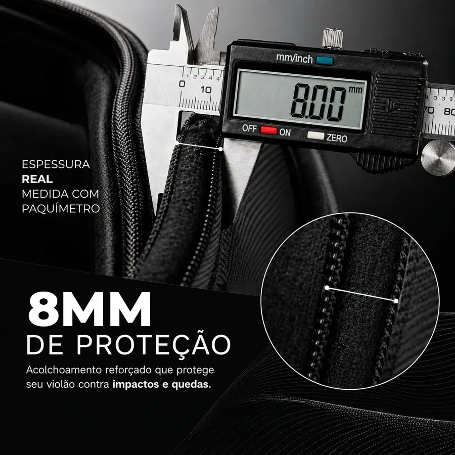 Capa Voik BV-4105P preta com detalhe laranja para violão — foto 3 de 4
