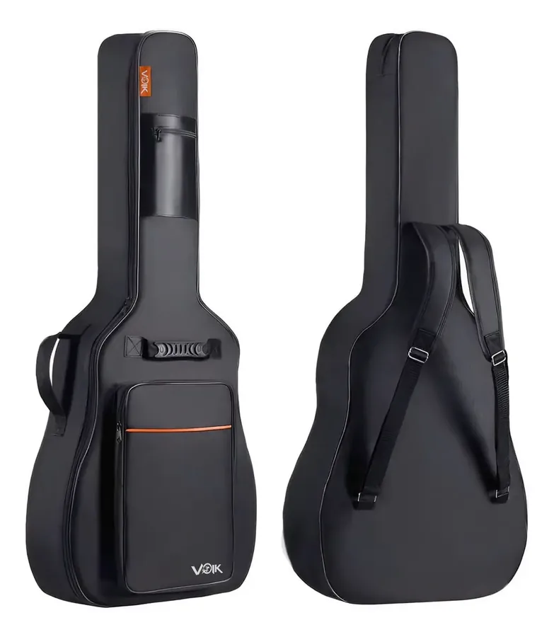 Capa Voik BV-4105P preta com detalhe laranja para violão — foto 1 de 4