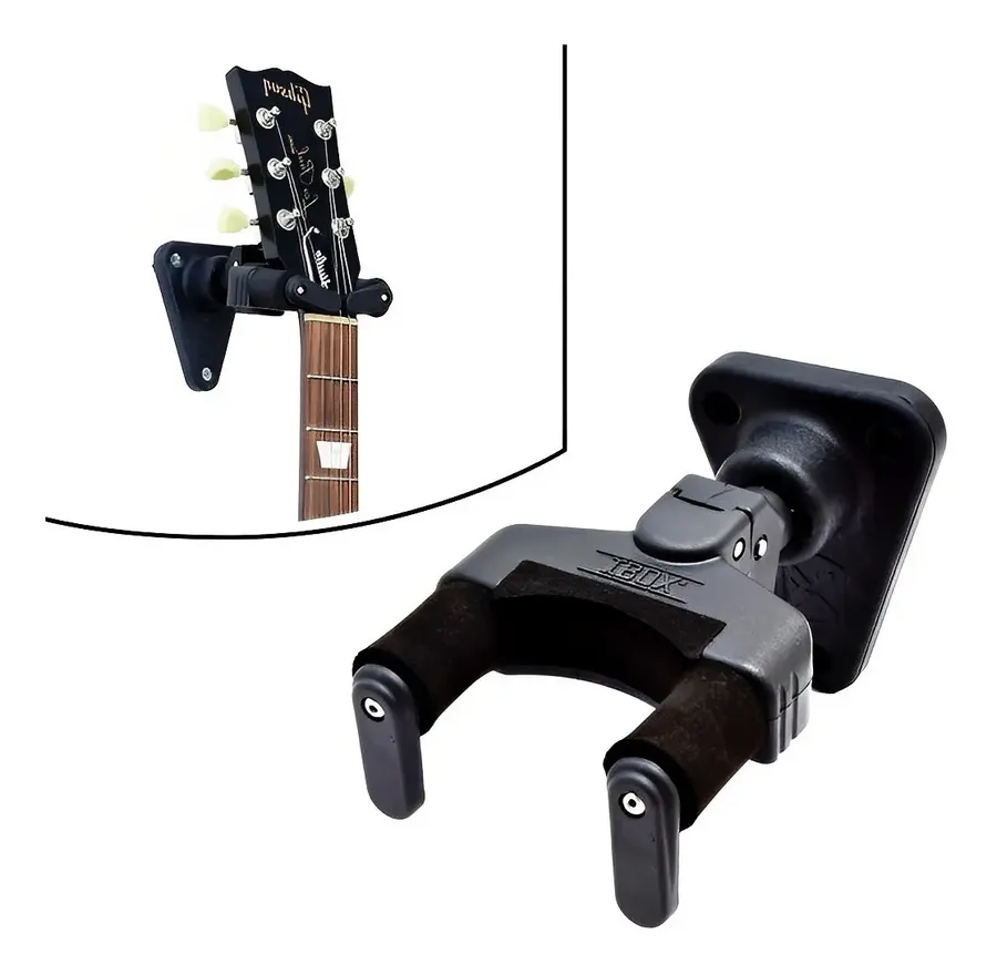 Suporte de parede Ibox AGS com trava automática segurando uma guitarra — foto 1 de 4