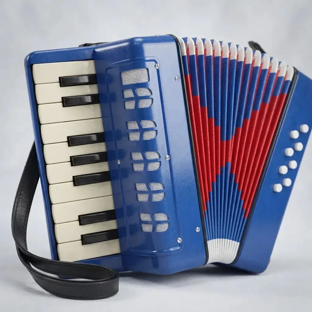 Acordeon infantil de 8 baixos e 17 teclas azul e vermelho — foto 1 de 4