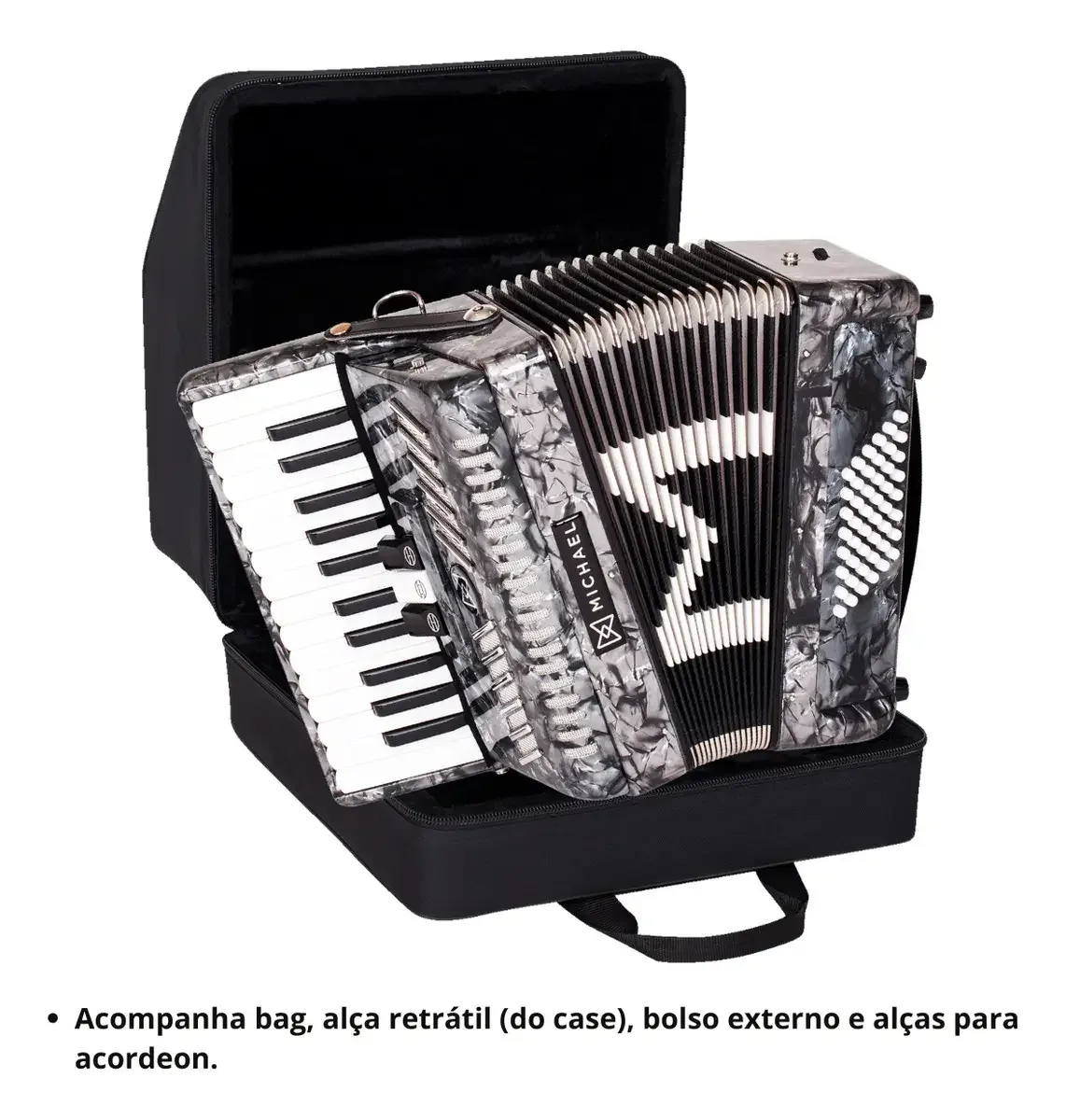 Acordeon Michael ACM4803N de 48 baixos preto perolado — foto 3 de 4