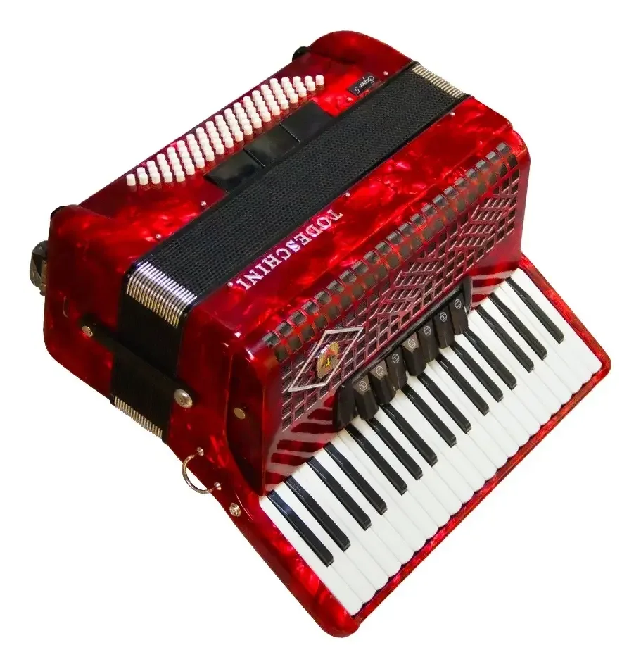 Acordeon Todeschini de 80 baixos e 37 teclas vermelho perolado — foto 2 de 4