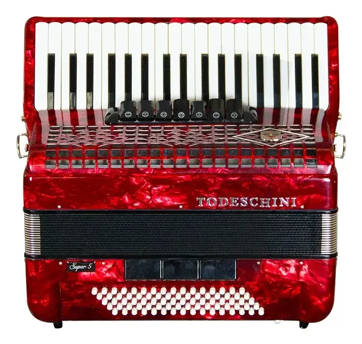 Acordeon Todeschini de 80 baixos e 37 teclas vermelho perolado — foto 1 de 4