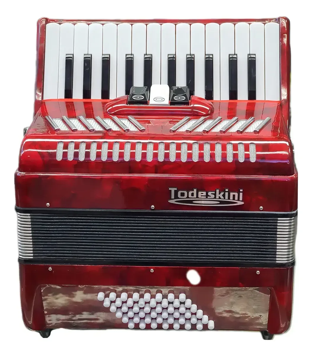 Acordeon Todeskini de 48 baixos vermelho brilhante — foto 1 de 3