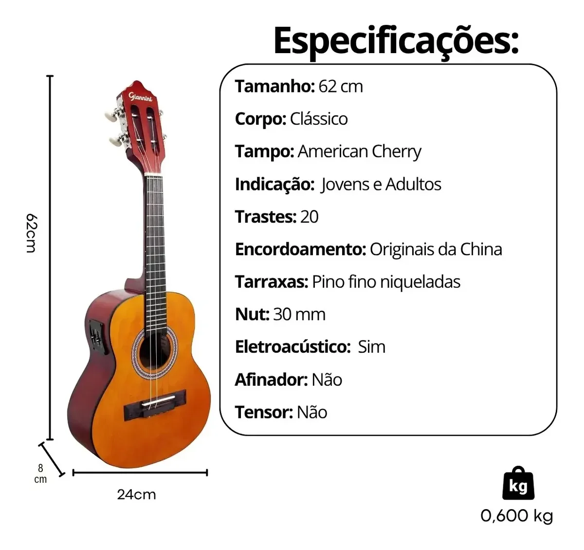 Kit cavaquinho Giannini CS-14 EP eletroacústico com acessórios — foto 4 de 4
