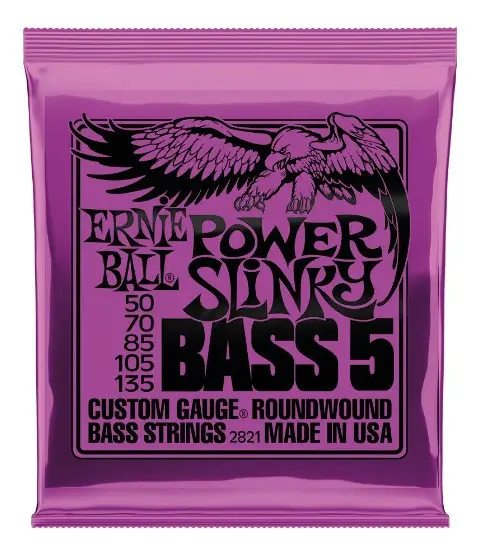 Encordoamento Ernie Ball Power Slinky 2821 para baixo de 5 cordas — foto 1 de 4