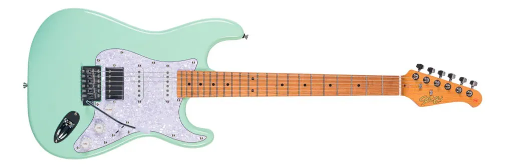 Guitarra Seizi Vintage Fun Budokan HSS verde Surf Green com escudo branco — foto 1 de 4