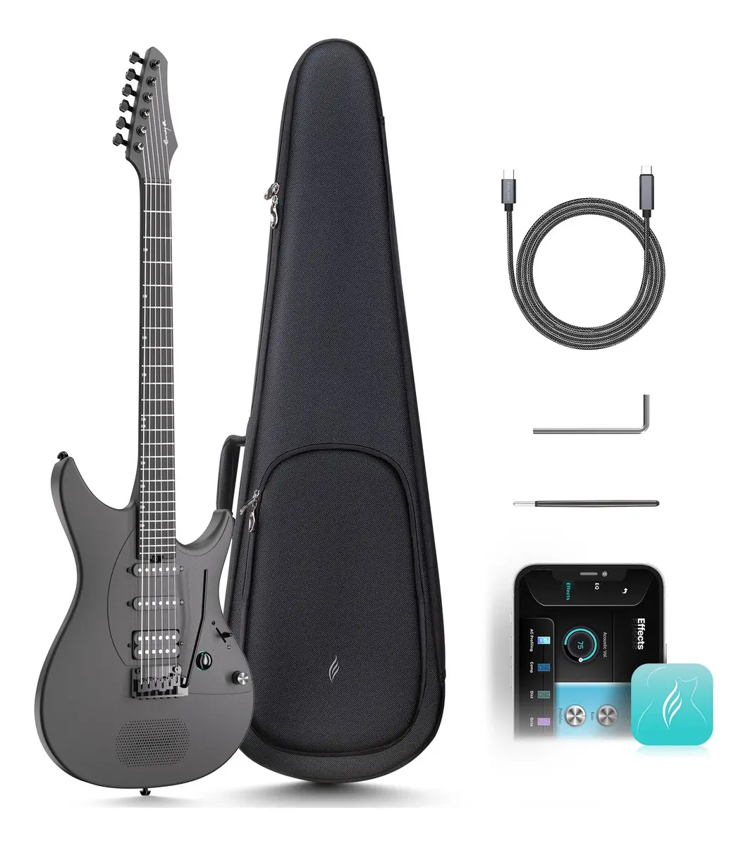Guitarra smart Seizi Inspire Black Super Strat em fibra de carbono — foto 2 de 6
