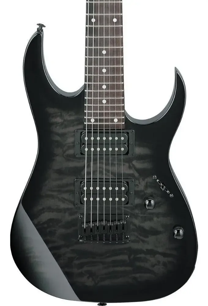 Ibanez GRG7221QA transparent black sunburst, guitarra de 7 cordas com topo quilted maple — foto 4 de 5