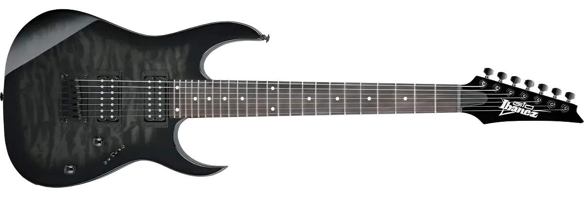 Ibanez GRG7221QA transparent black sunburst, guitarra de 7 cordas com topo quilted maple — foto 1 de 5