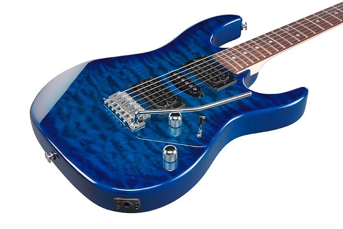 Ibanez GRX70QA Transparent Blue Burst — super strat HSH com topo quilt maple — foto 2 de 4