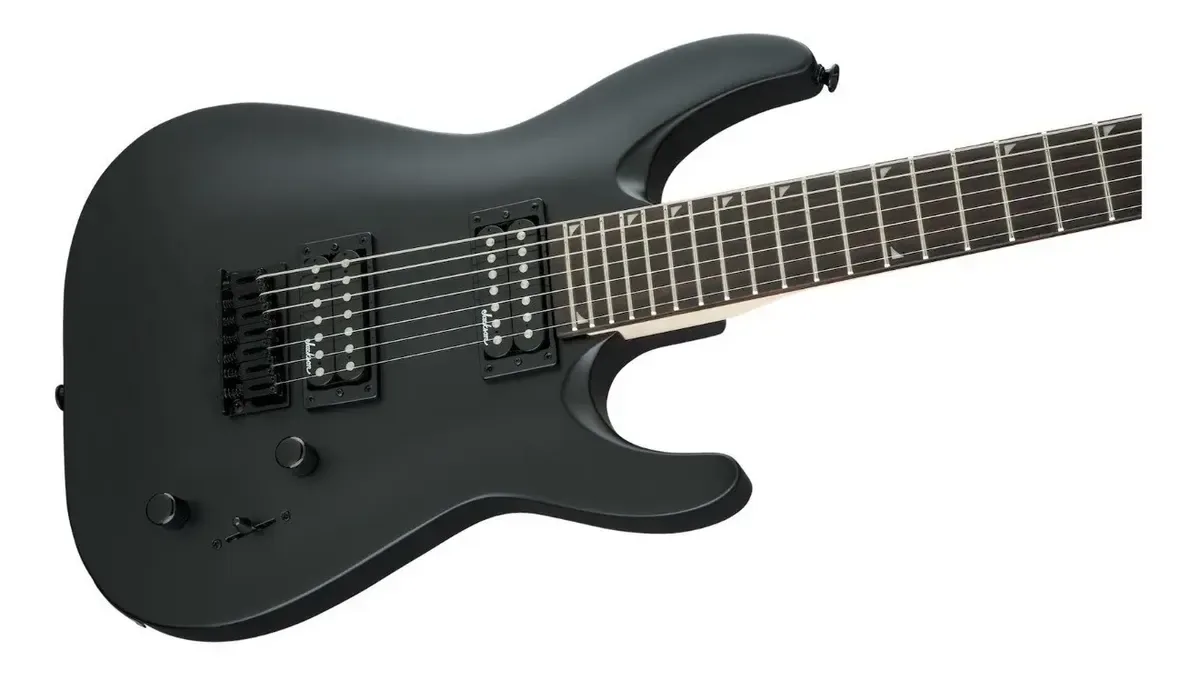 Jackson JS22-7 Dinky Arch Top, guitarra de 7 cordas preta fosca — foto 2 de 5
