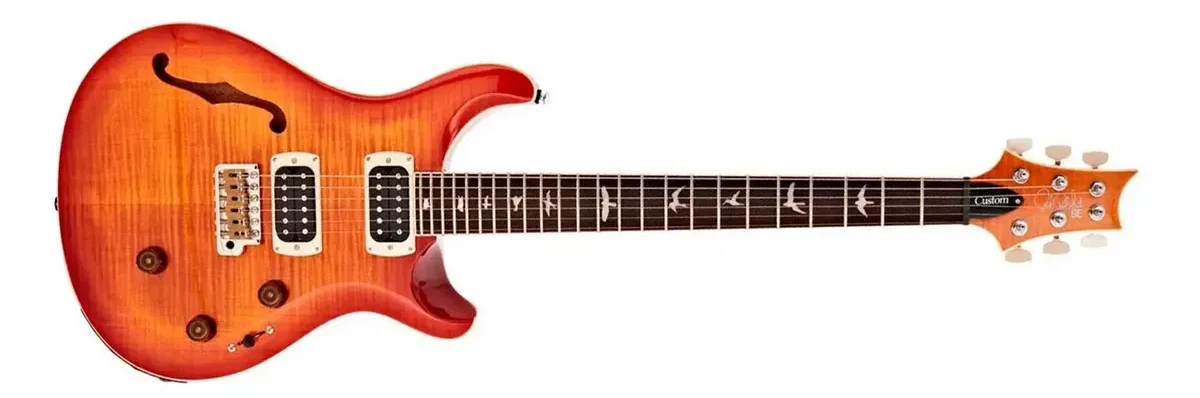 Guitarra PRS SE Custom 24 Semi-hollow vintage sunburst em fundo branco