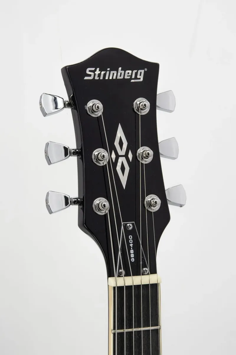 Strinberg GSS-400, close no headstock com logo Strinberg e inlay em losango — foto 2 de 5