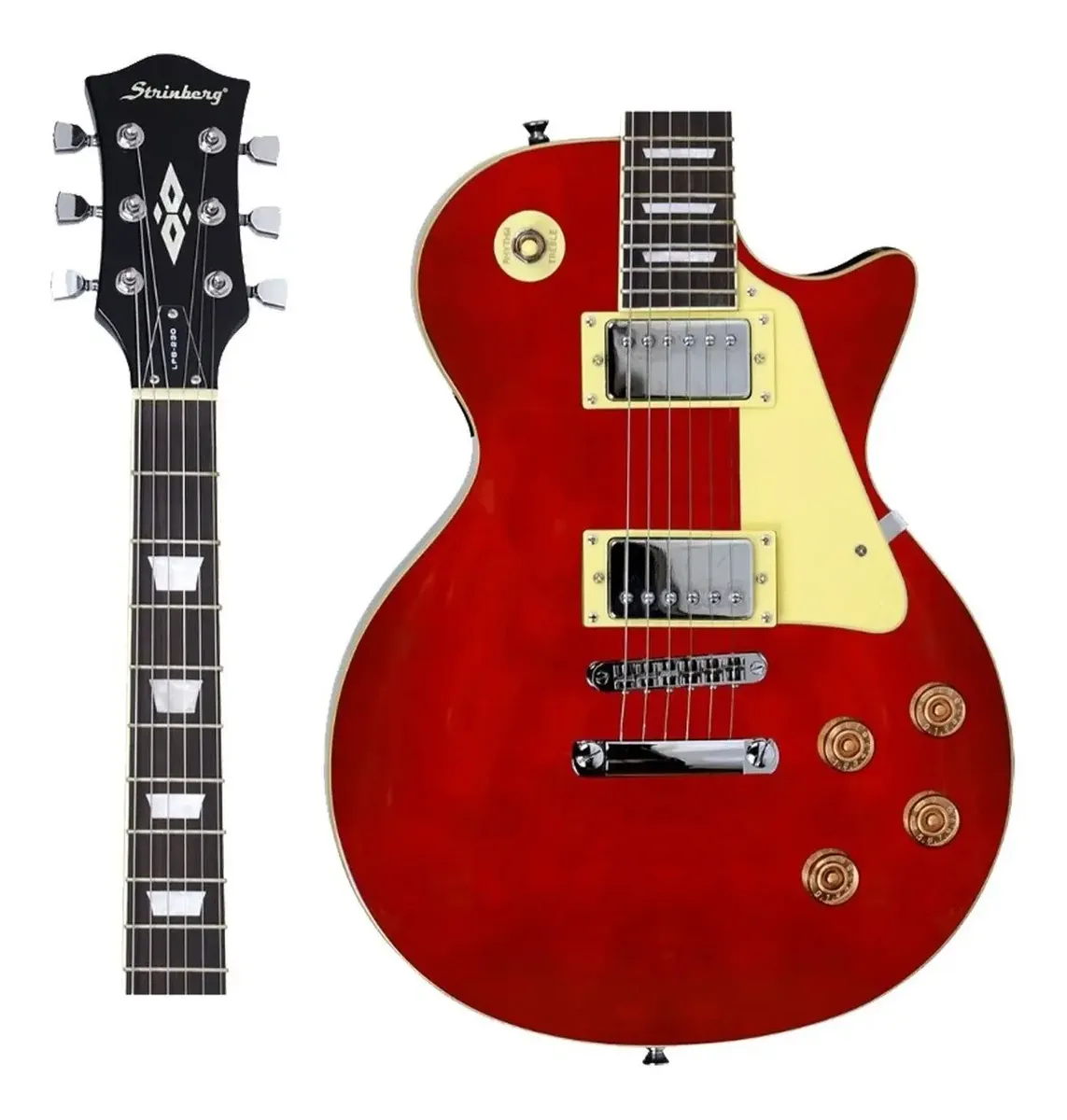Strinberg LPS-230, close nos dois captadores humbucker e nos quatro knobs — foto 4 de 5
