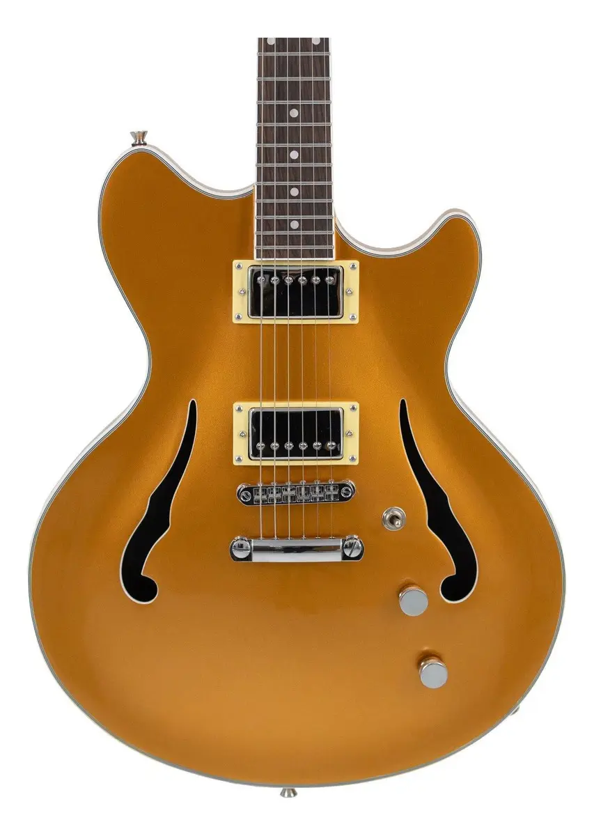 Tagima Ekosonic, close nos dois captadores humbucker e ponte Tune-O-Matic — foto 4 de 5