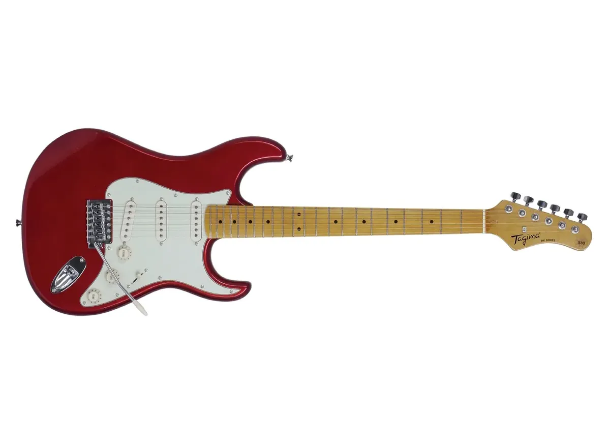 Guitarra estilo SG, corpo fino em dupla ponta (double cutaway) com dois humbuckers