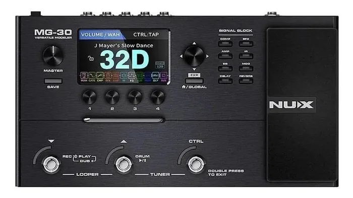 pedaleira Nux MG-30 com tela colorida, pedal de expressão e footswitches — foto 4 de 5