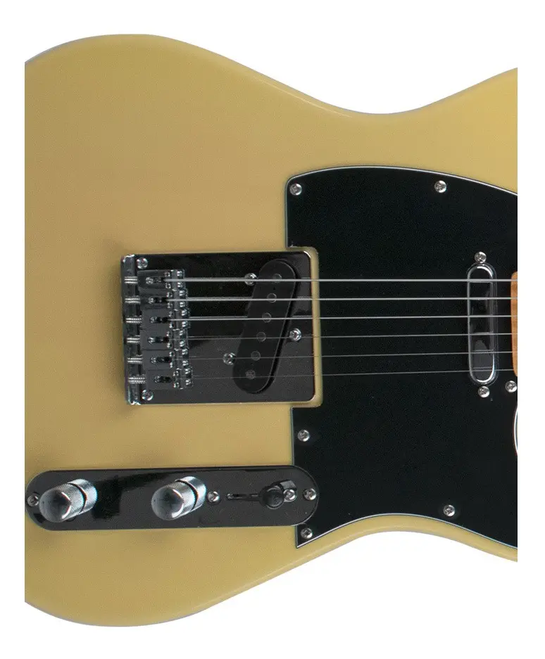 detalhe da ponte fixa da Tagima TW-55 com saddles individuais e captador single coil na ponte