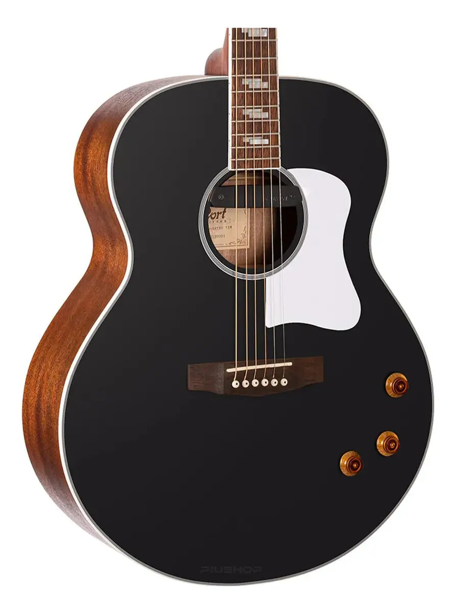 Violão eletroacústico Cort CJ Retro VBM jumbo preto com bag — foto 2 de 4