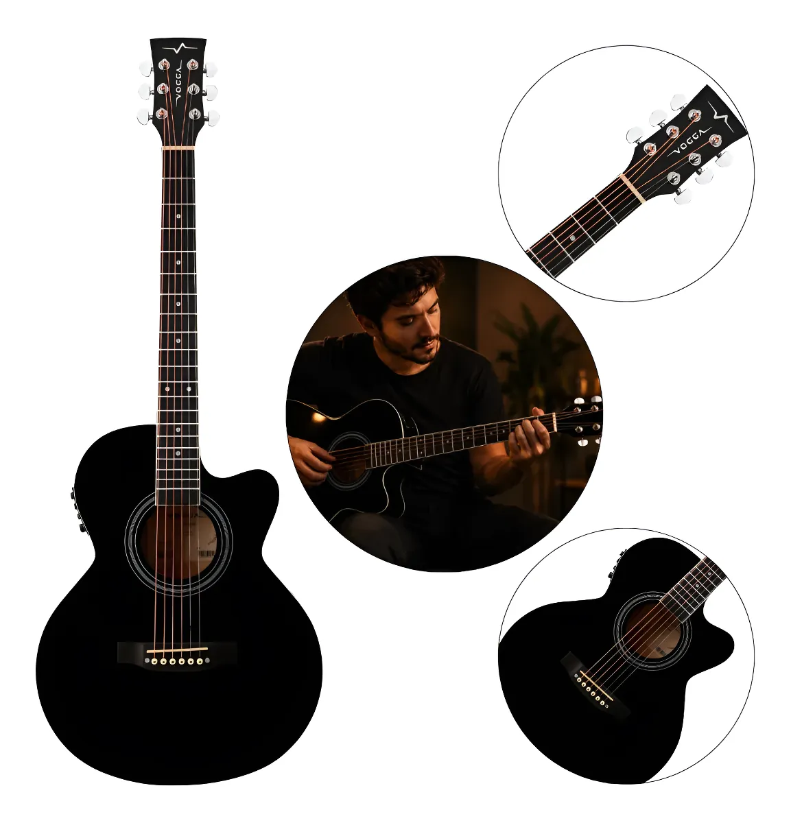 Violão folk de aço Vogga Joy VCJ110 preto com cutaway — foto 1 de 2