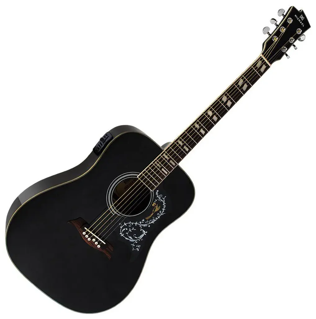 Michael VM925 — violão folk de aço preto com captação — foto 2 de 3