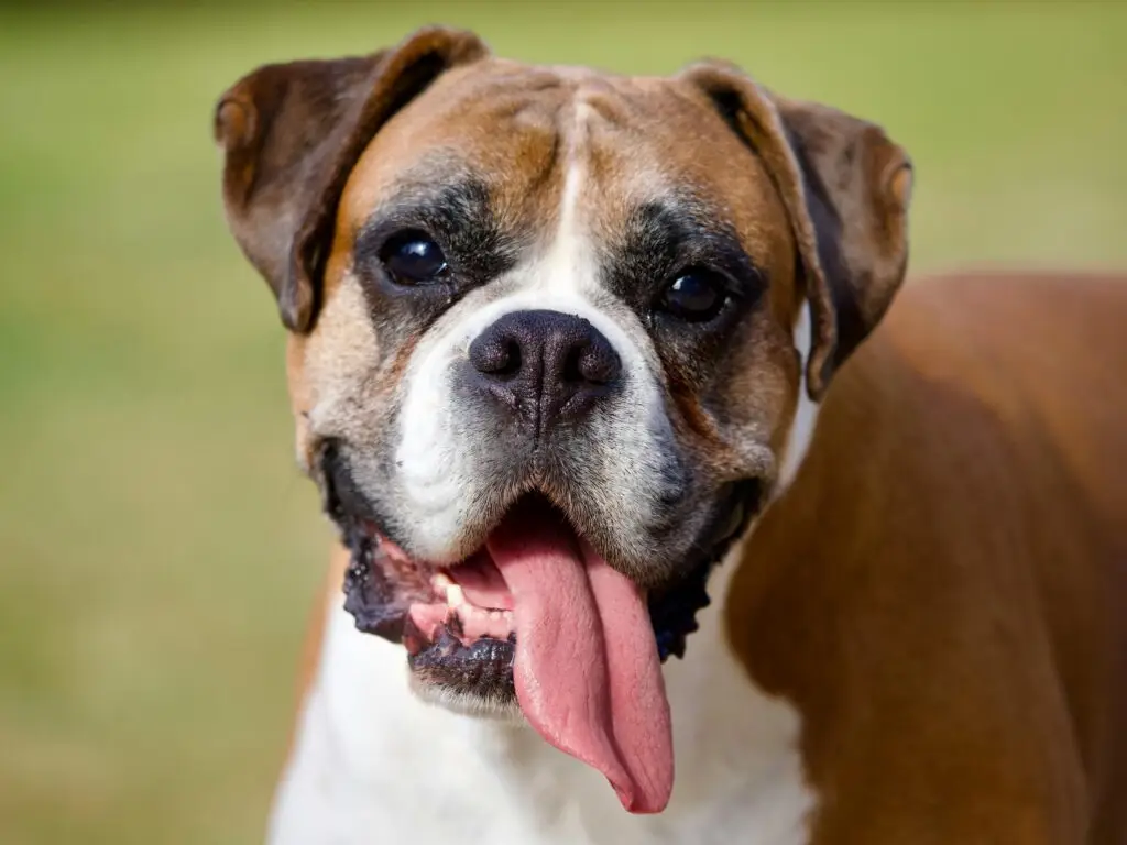 Cachorro Boxer com língua de fora